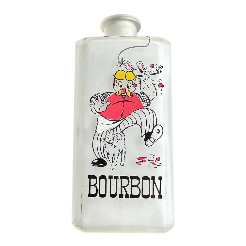Vintage Frosted Scotch Decanter  - Gay Fad Nineties Studios -Circa 1950s-BOURBON